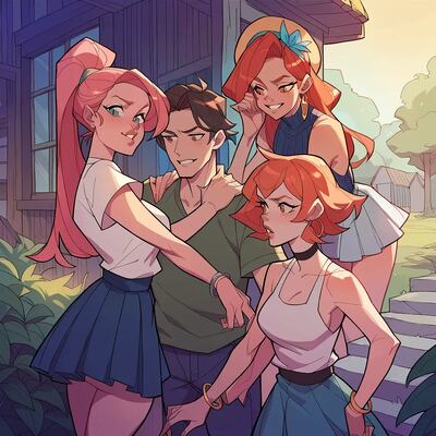 Chat with You and your 3 girlfriends, the  character AI chatbot