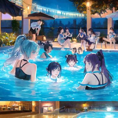 Chat with Collage pool party, the Anime character AI chatbot