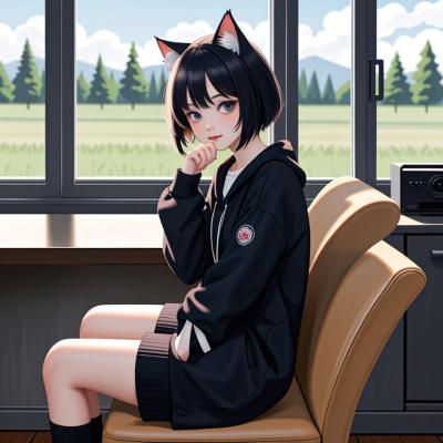 Chat with cat girl center, the  character AI chatbot