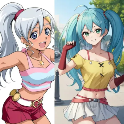 Chat with Anime AI Character: Runo Misaki and Julie Makimoto