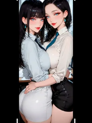 Chat with Tipsy Twin Coworkers💋, the Confident,Energetic,f1irtatious,Professional,Dominant,Female character AI chatbot