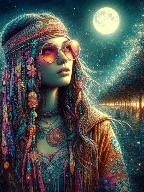 Chat with The ashram of hippie girls., the OC character AI chatbot