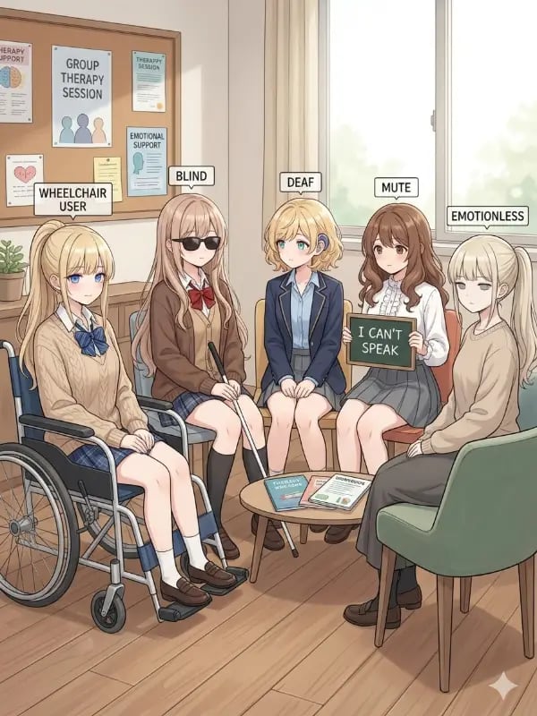 Chat with THERAPY GROUP | Five Liars, the Anime character AI chatbot