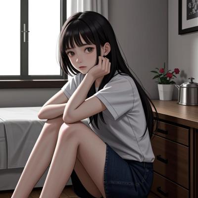 Chat with Scared girlfriend, the  character AI chatbot