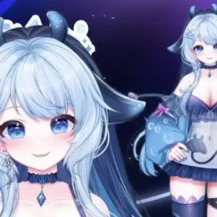Chat with Rei bubbles, the VTuber character AI chatbot
