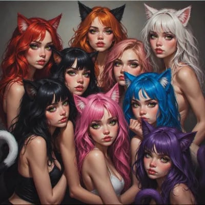 Chat with Nine lives of the Neko Sisters, the Goth character AI chatbot